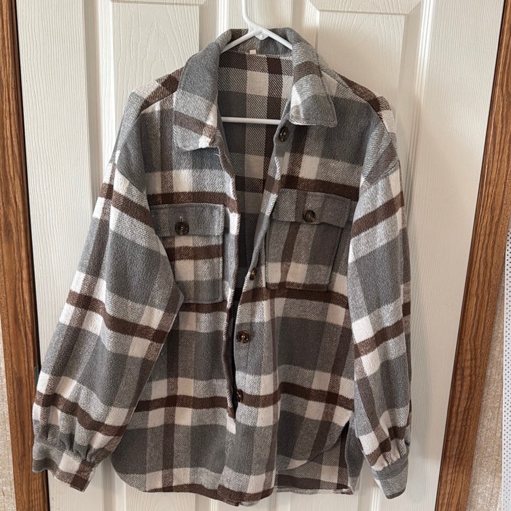 Plaid Button-Up Jacket